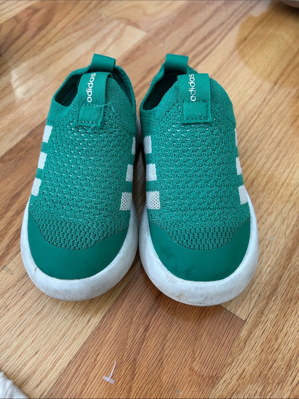 adidas Kids Slip-On Knit Sneakers in Teal and White